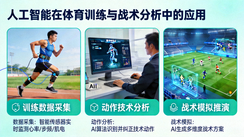 人工智能在体育训练与战术分析中的应用场景示意图