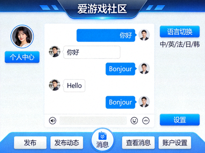 爱游戏平台线上社区多语言互动界面展示