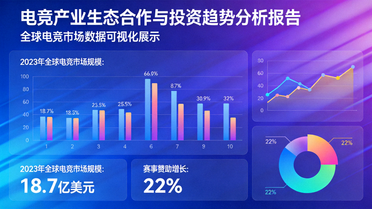 电竞产业生态合作与投资趋势分析报告主视觉图 - 全球电竞市场数据可视化展示