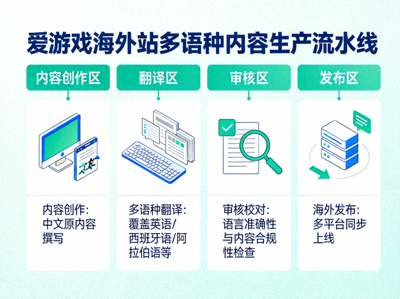 爱游戏海外站多语种内容生产流水线示意图