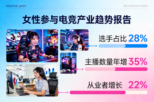 女性参与电竞产业趋势报告 - 展示女性选手、主播与从业者