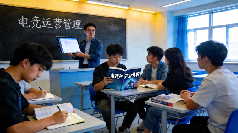 高校电竞专业学生在课堂上学习电竞运营管理知识